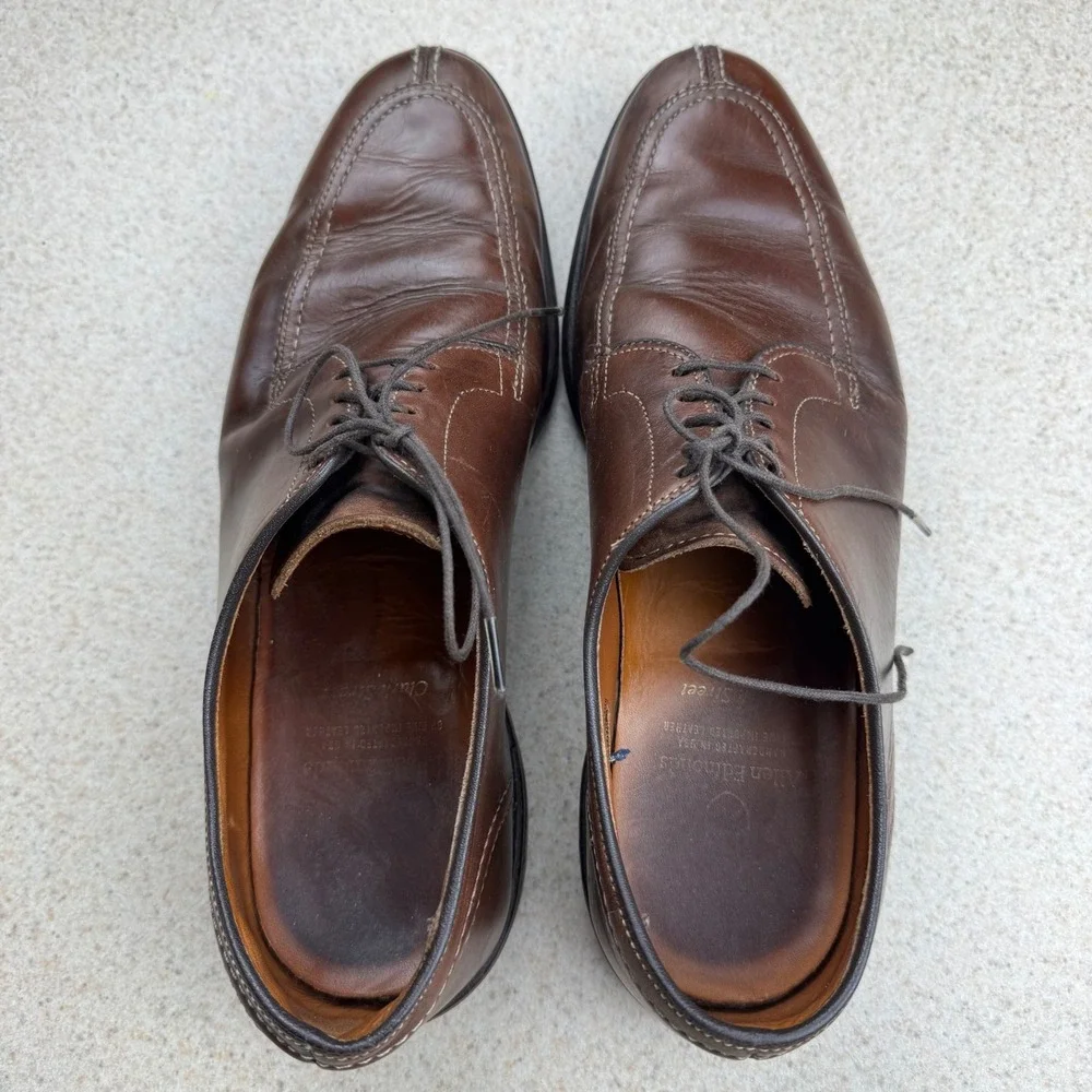 Allen Edmonds Clark Street Derby Mens 9.5 D Brown Leather Split Toe USA Dainite